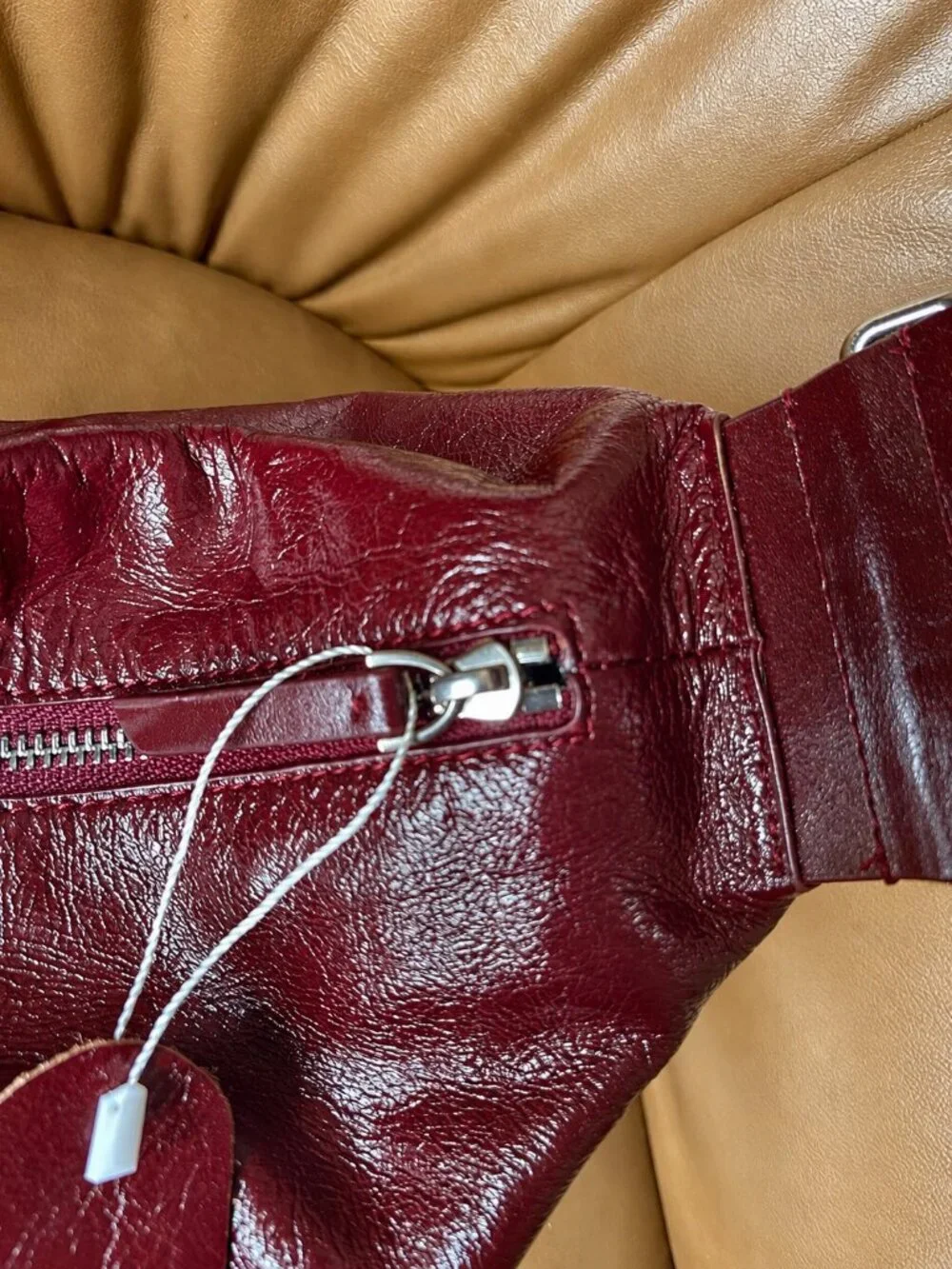 Soft Genuine Leather Hobo Bag, Wide Adjustable Strap, Everyday Style, Burgundy